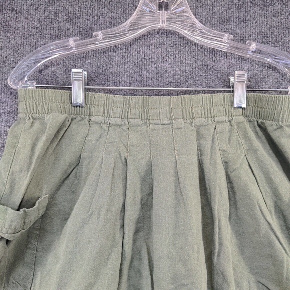 Old Navy Womens Pleated Skirt Green Size M Linen Blend Pockets - Picture 7 of 12